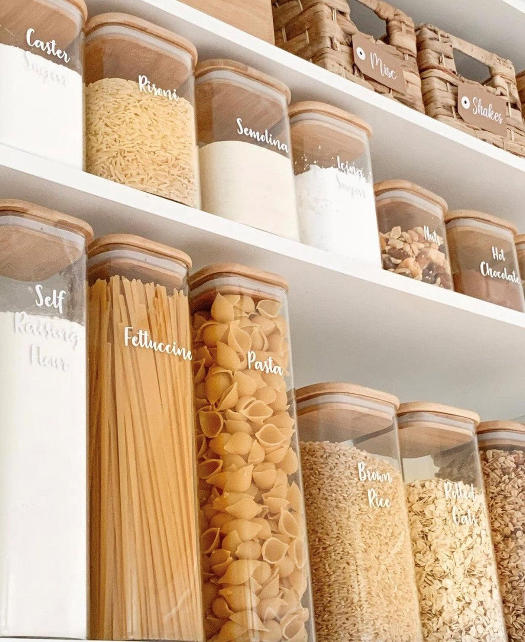 Square Glass and Bamboo Storage Jar - 1.75L