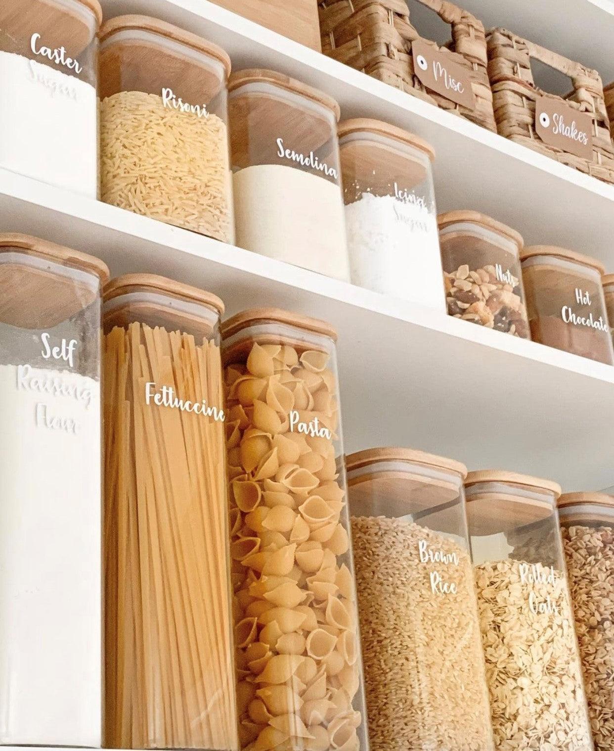 Square Glass and Bamboo Storage Jar - 1.75L