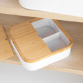 White Fabric Bamboo Linen Storage Basket with Dividers