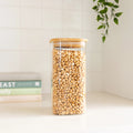 Square Glass and Bamboo Storage Jar - 1.75L