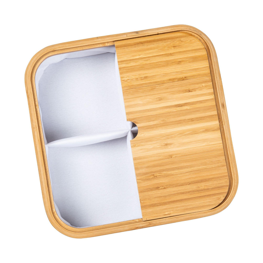 White Fabric Bamboo Linen Storage Basket with Dividers