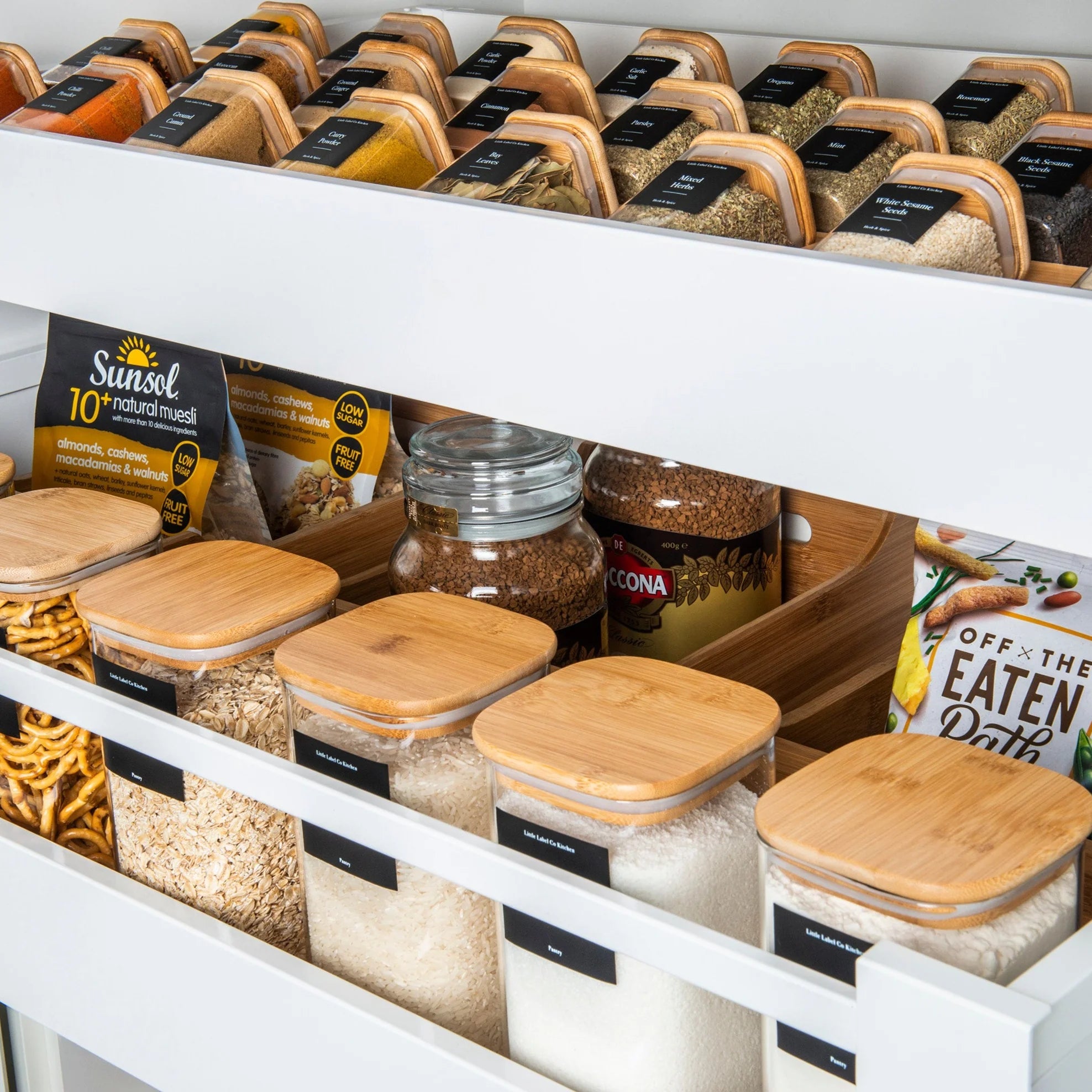 Square Glass and Bamboo Storage Jar - 1.75L