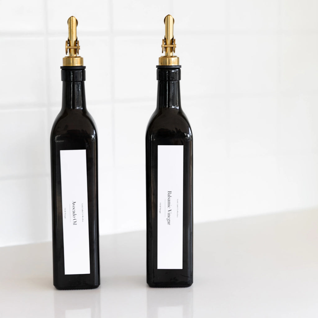 Black Oil & Vinegar Bottle with Gold Pourer - 500ml
